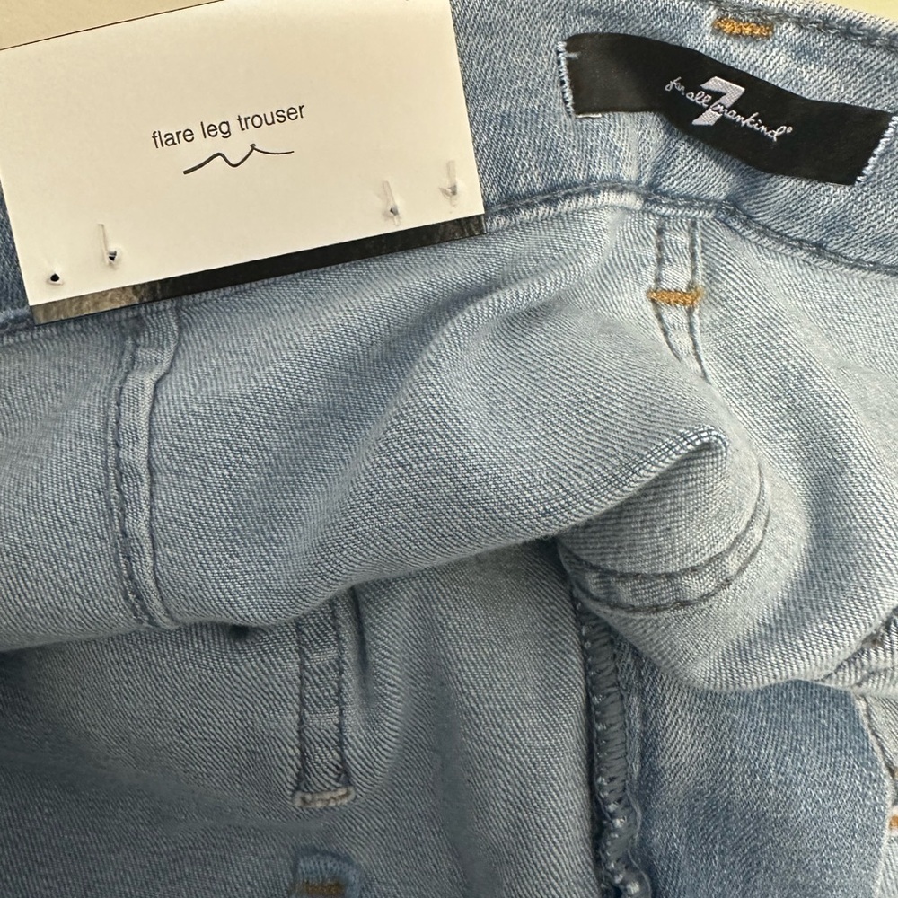7 For All Mankind Dojo Tailorless Wide Leg Flare Jeans Light Wash Size 29 NWT - Picture 7 of 9